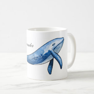 青いクジラ。魚航海の杯。海のギフト。海 コーヒーマグカップ