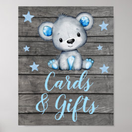 青いクマのカードとギフトの署名テーブルの署名を編集可能 ポスター