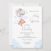 青いクマのスペイン語ベビーシャワーボーイ招待状 招待状 (正面)