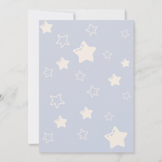 青いクマのバルーン心待ち男の赤ちゃんシャワー 招待状 (裏面)