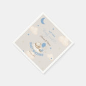 青いクマのバルーン男の子のシャワー スタンダードカクテルナプキン (角)