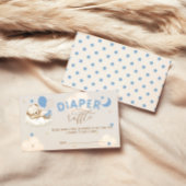 青いクマのバルーン男の子シャワーおむつラッフル エンクロージャーカード