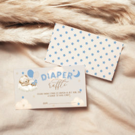 青いクマのバルーン男の子シャワーおむつラッフル エンクロージャーカード