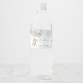 青いクマのバルーン赤ちゃんシャワー ペットボトルラベル (正面)