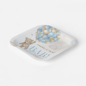 青いクマのバルーン赤ちゃんシャワー ペーパープレート (傾斜あり)