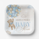青いクマのバルーン赤ちゃんシャワー ペーパープレート (正面)