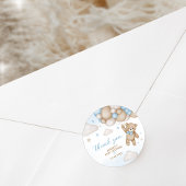 青いクマのバルーン赤ちゃんシャワー ラウンドシール