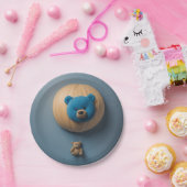 青いクマのバルーン ペーパープレート (パーティー)