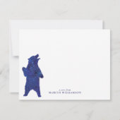 青いクマの個人文房具 ノートカード (正面)