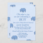 青いクマの男の子の赤ちゃんのシャワー招待カード 招待状 (正面/裏面)