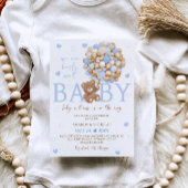 青いクマの風船 赤ちゃん歓迎会の招待状 招待状