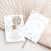 青いクマの風船 赤ちゃん歓迎会の招待状 招待状