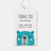 青いクマ。かわいい動物の子供の誕生日感謝していあなた ギフトタグ (正面)