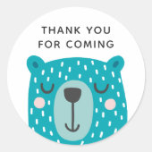 青いクマ。かわいい動物。子供の誕生日感謝していユー ラウンドシール (正面)