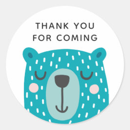 青いクマ。かわいい動物。子供の誕生日感謝していユー ラウンドシール