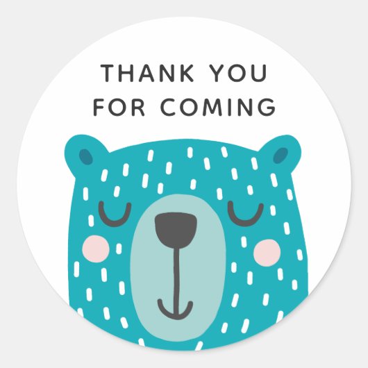 青いクマ。かわいい動物。子供の誕生日感謝していユー ラウンドシール (正面)
