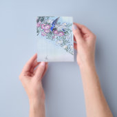 青いクモの鳥の花柄 | クモ好きのためのコレクション チラシ (手)