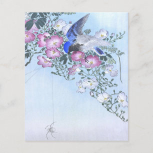 青いクモの鳥の花柄 クモ好きのためのコレクション チラシ