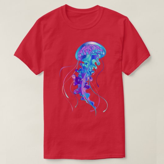 青いクラゲの水色 Tシャツ (デザイン正面)