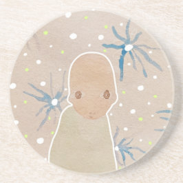 青いクラゲの花コースター コースター