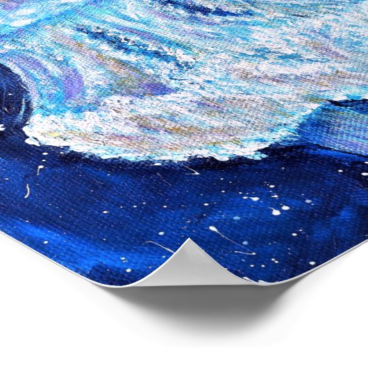 青いクラゲ絵画ズ ポスター (角)