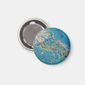 青いクラゲ マグネット (正面/裏面)