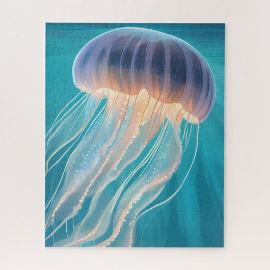 青いクラゲ | 海の生き物の絵画アート ジグソーパズル (縦)