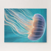 青いクラゲ | 海の生き物の絵画アート ジグソーパズル (横)