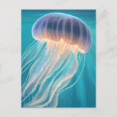 青いクラゲ | 海の生き物の絵 ポストカード (正面)