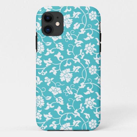 青いクラサオ島の花のダマスク織のiPhone 5の箱 Case-Mate iPhoneケース (裏面)