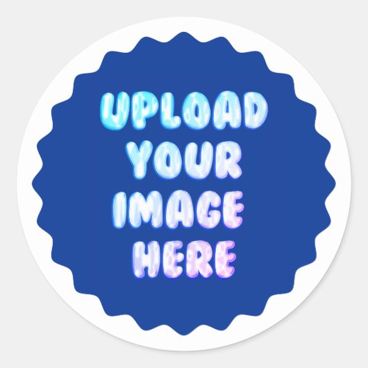 青いクラシックな丸いステッカーにビジネスロゴ ラウンドシール (正面)