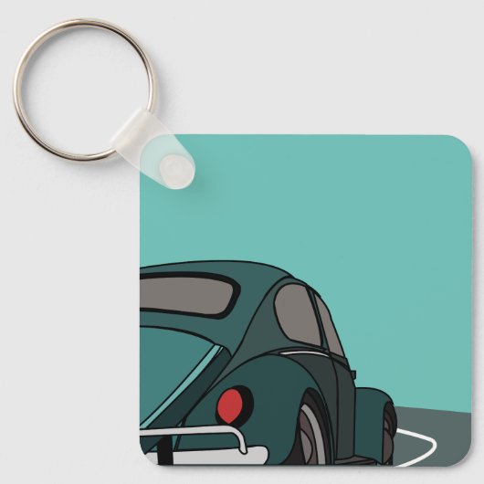 青いクラシックカー  キーホルダー (正面)