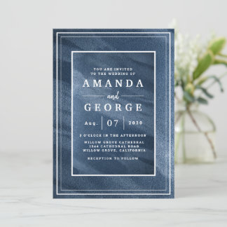青いクラシック結婚式招待状 招待状