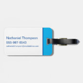 青いクラシック輪郭のスーパーガールロゴ ラゲッジタグ (裏面横)