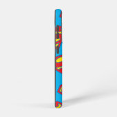 青いクラシック輪郭のスーパーガールロゴ SAMSUNG GALAXYケース (右側面)