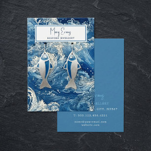 青いクラッシュ波スタッドイヤリングディスプレイカード