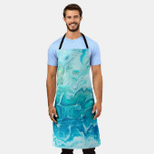 青いクリエイティブ抽象芸術の絵を描手の背景、ma エプロン (着用した状態)