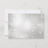 青いクリスタルの雪の結晶のクリスマスパーティーの出欠確認 出欠カード (裏面)