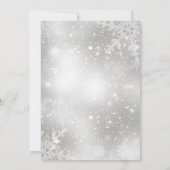 青いクリスタルの雪の結晶のクリスマスパーティー招待状 招待状 (裏面)