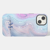青いクリスタルビー玉 虹色のめのう iPhoneケース (裏面横)