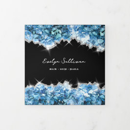 青いクリスタル三折パンフレット 三つ折りカード