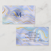 青いクリスタル大理石虹色アゲート卓越 名刺 (正面/裏面)