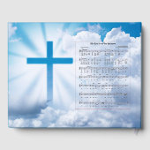 青いクリスチャン十字白い生活お祝い ゲストブック (裏面)