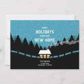 青いクリスマスが小さな客室で動く発表 カード (正面)