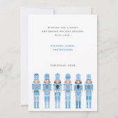 青いクリスマスくるみ割り写真挨拶カード 招待状 (裏面)