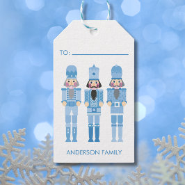 青いクリスマスくるみ割り ギフトタグ