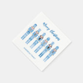 青いクリスマスくるみ割り スタンダードカクテルナプキン (角)