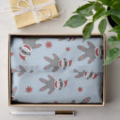 青いクリスマスにサンタハットを付けたソックサル 薄葉紙 (ギフト)