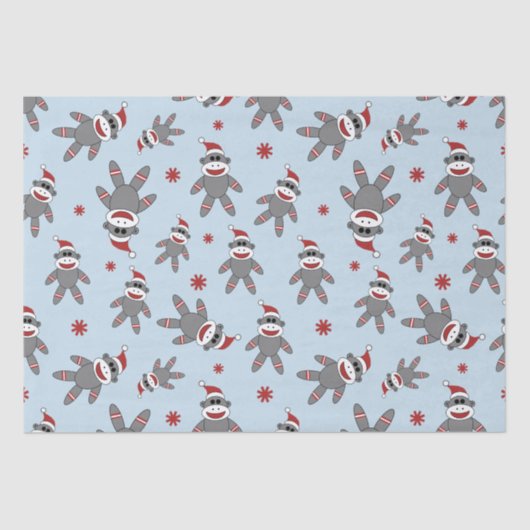 青いクリスマスにサンタハットを付けたソックサル 薄葉紙 (正面)