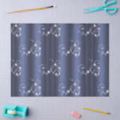 青いクリスマスに白い渦巻きと雪の結晶 薄葉紙 (クラフト)